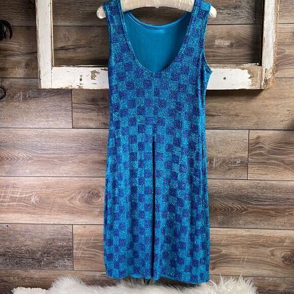 JOHN ROBERTS Sheath Dress BLUE/PURPLE Sparkle Glittery , Low Back, Size 8 - Picture 3 of 12